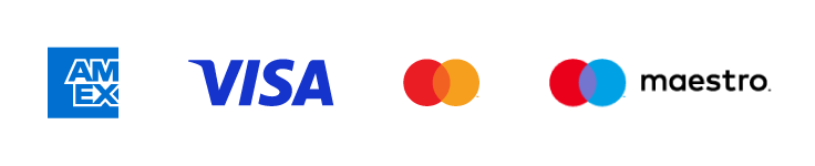 We accept American Express, Visa, Mastercard and Maestro